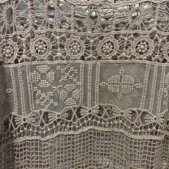 Bobeau Shirt Womens 3X Taupe Crochet Lace Sheer Tunic Cover Up Beach Boho Kimono - Picture 4 of 12